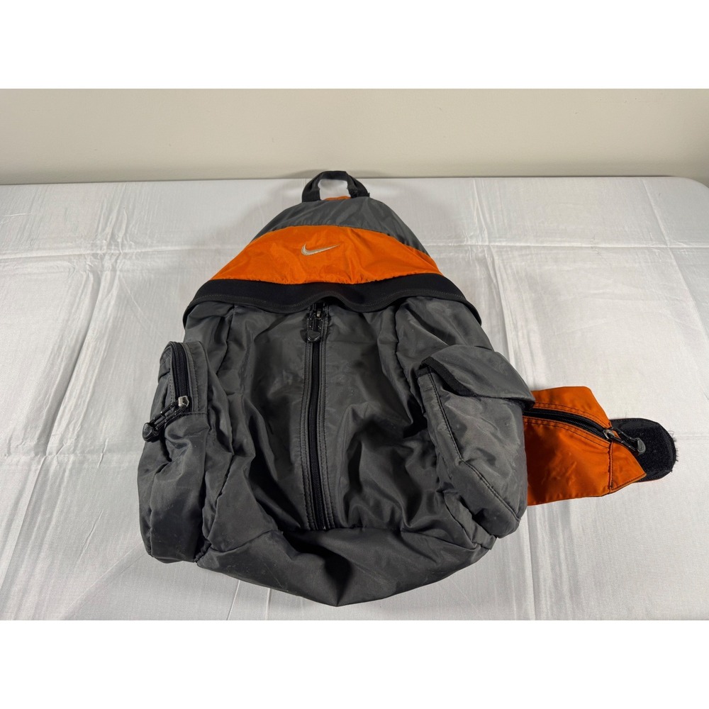 Vintage 90s/Y2K Nike Tech Sling Bag – Archival Grey/Orange Monostrap Backpack